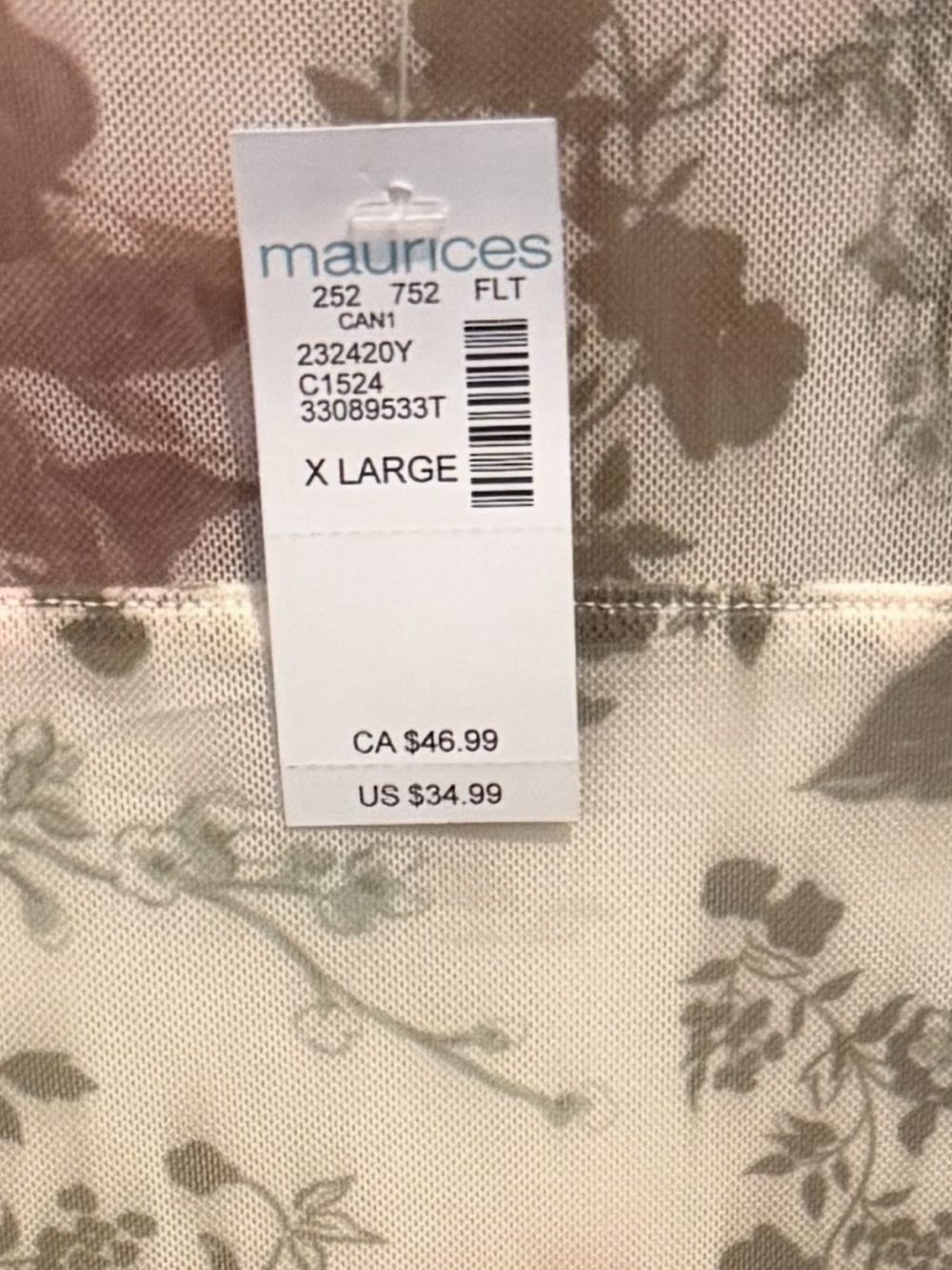 Maurices Sheer Floral Long-Sleeve Top in Cream, Rose, and Sage - Picture 2 of 2